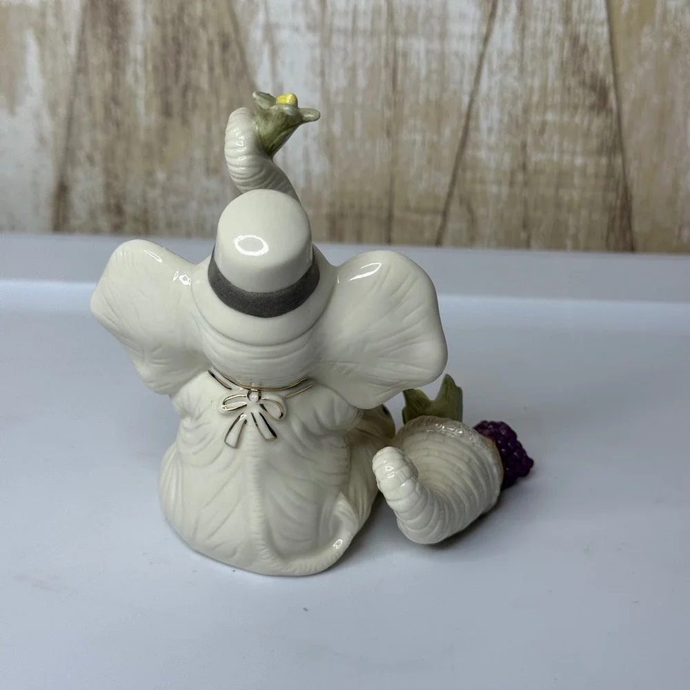 Lenox Pachyderm Pilgrim‎ Elephant Cornucopia Figurine Thanksgiving Vintage
